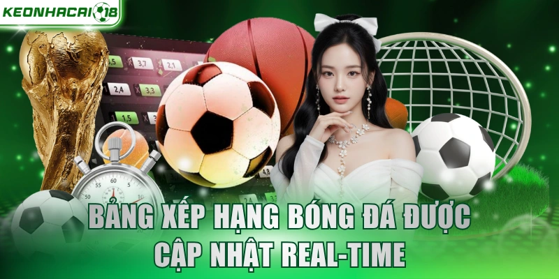 Bảng xếp hạng bóng đá được cập nhật real-time
