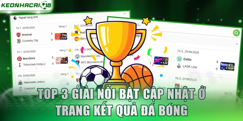 Top 3 giải nổi bật cập nhật ở trang kết quả đá bóng